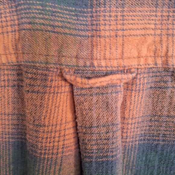 Cotton On Garments Flannel SzM Men's Shirt Orange/Blue Plaid V Neck Collar/Cuf - Picture 7 of 9